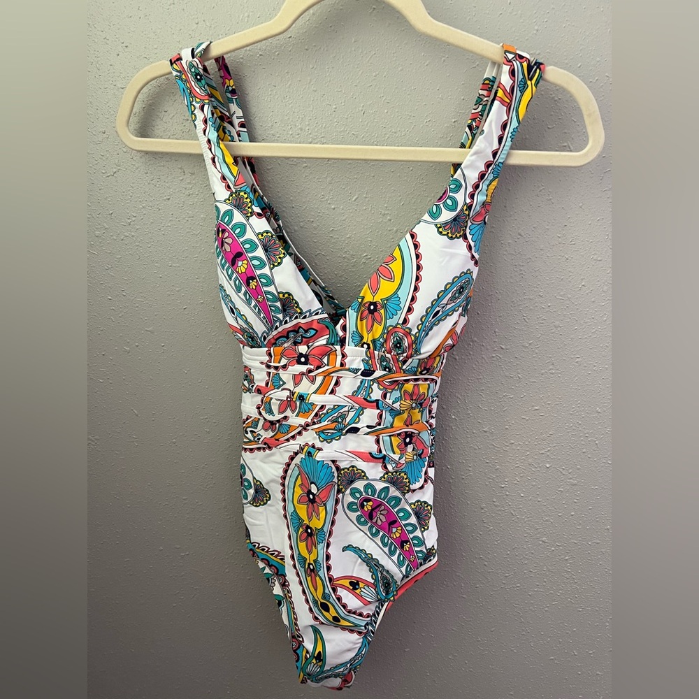 La Blanca Women's Pave The Way Multi Strap Cross Back One Piece Swimsuit New - Picture 3 of 7